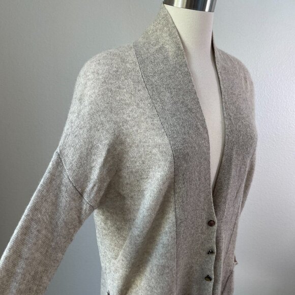 White + Warren Womens Medium Tan Button Up 100% Cashmere Cardigan Sweater - Picture 3 of 11